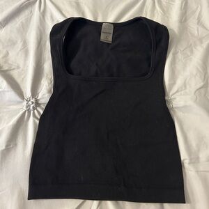 Sunday Best Black Ribbed Square-Neck Tank